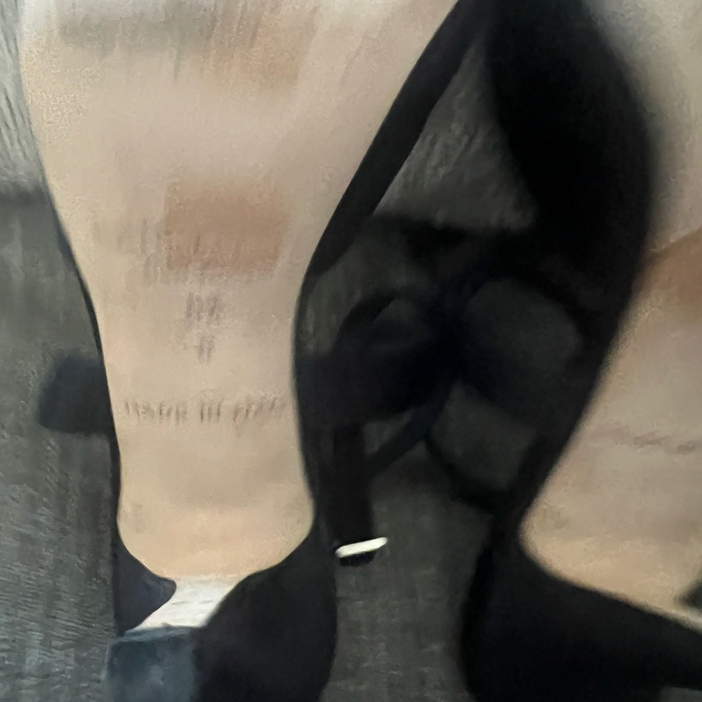 Kate Spade Black Satin Peep Toe Heels with Rose Accent - Picture 7 of 7